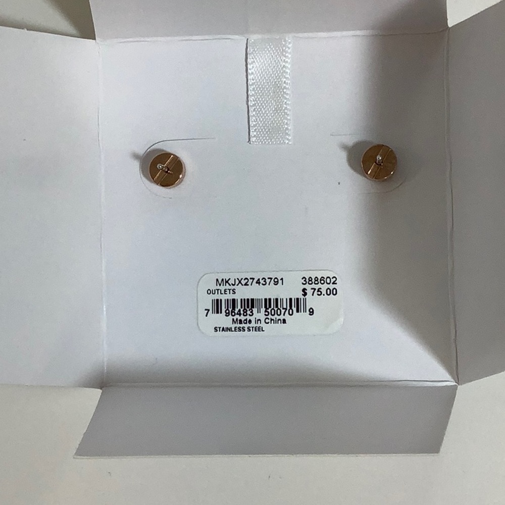 NWT Michael Kors Rose Gold Pave Earrings - Picture 2 of 5